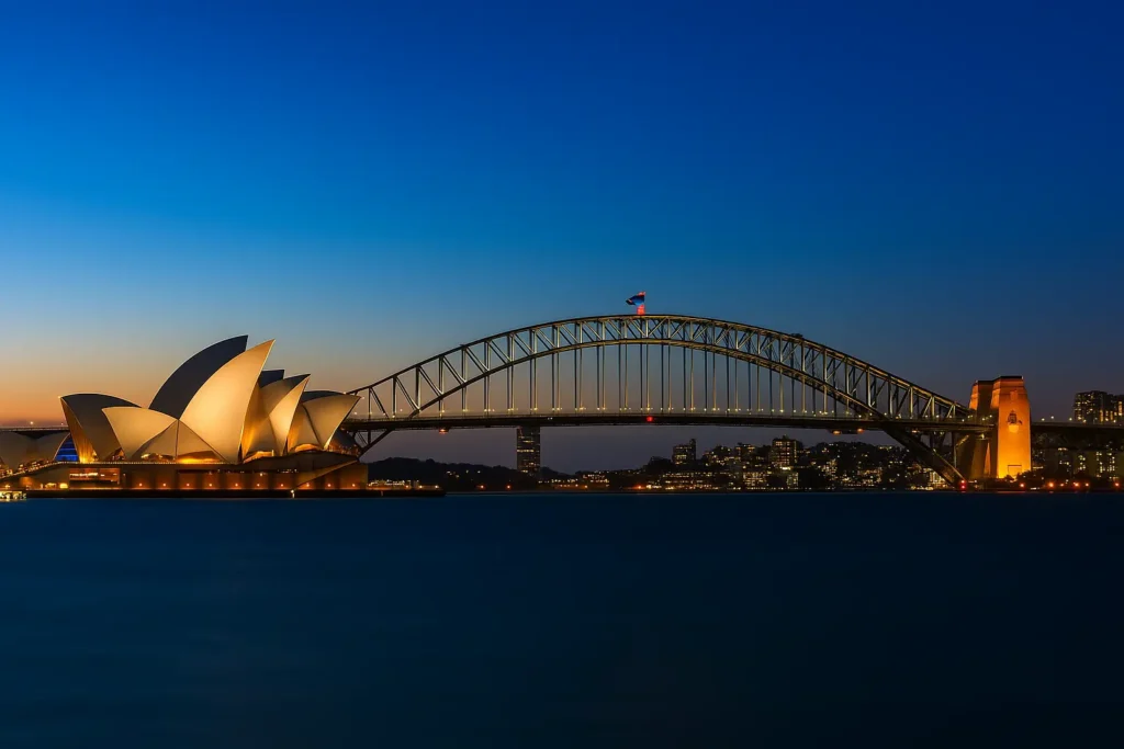 sydney opera house with the harbour bridge