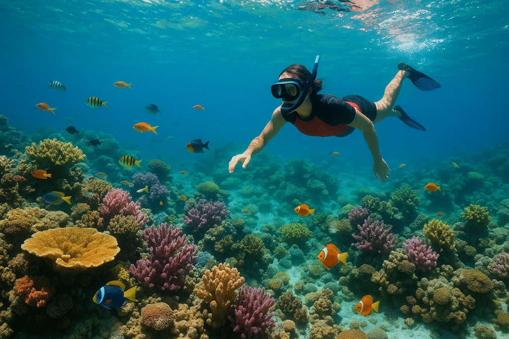 swimming in pristine waters