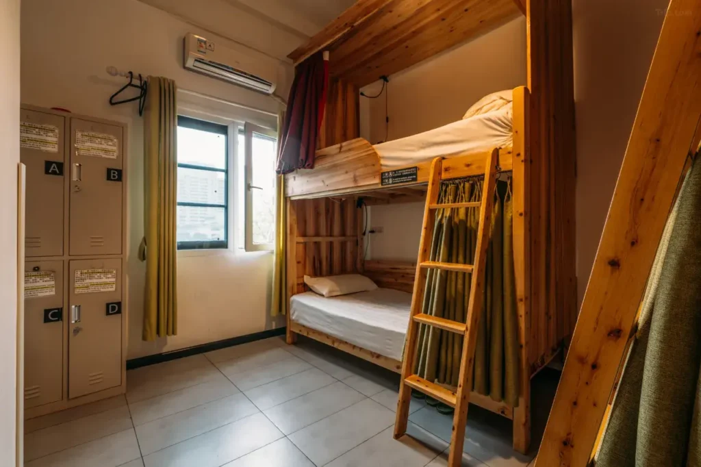 poshpacker flipflop youth hostel bed